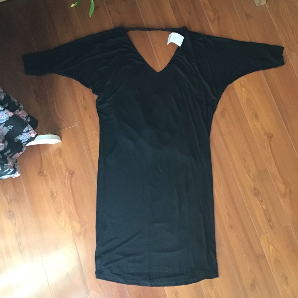 Tobi little black dress batwing draped low back nwt size small